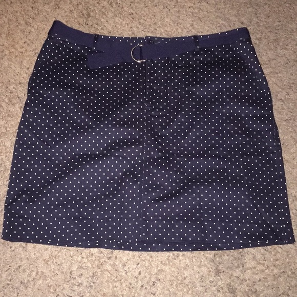 Chaps Navy Blue Polka Dot Skirt - Picture 2 of 5